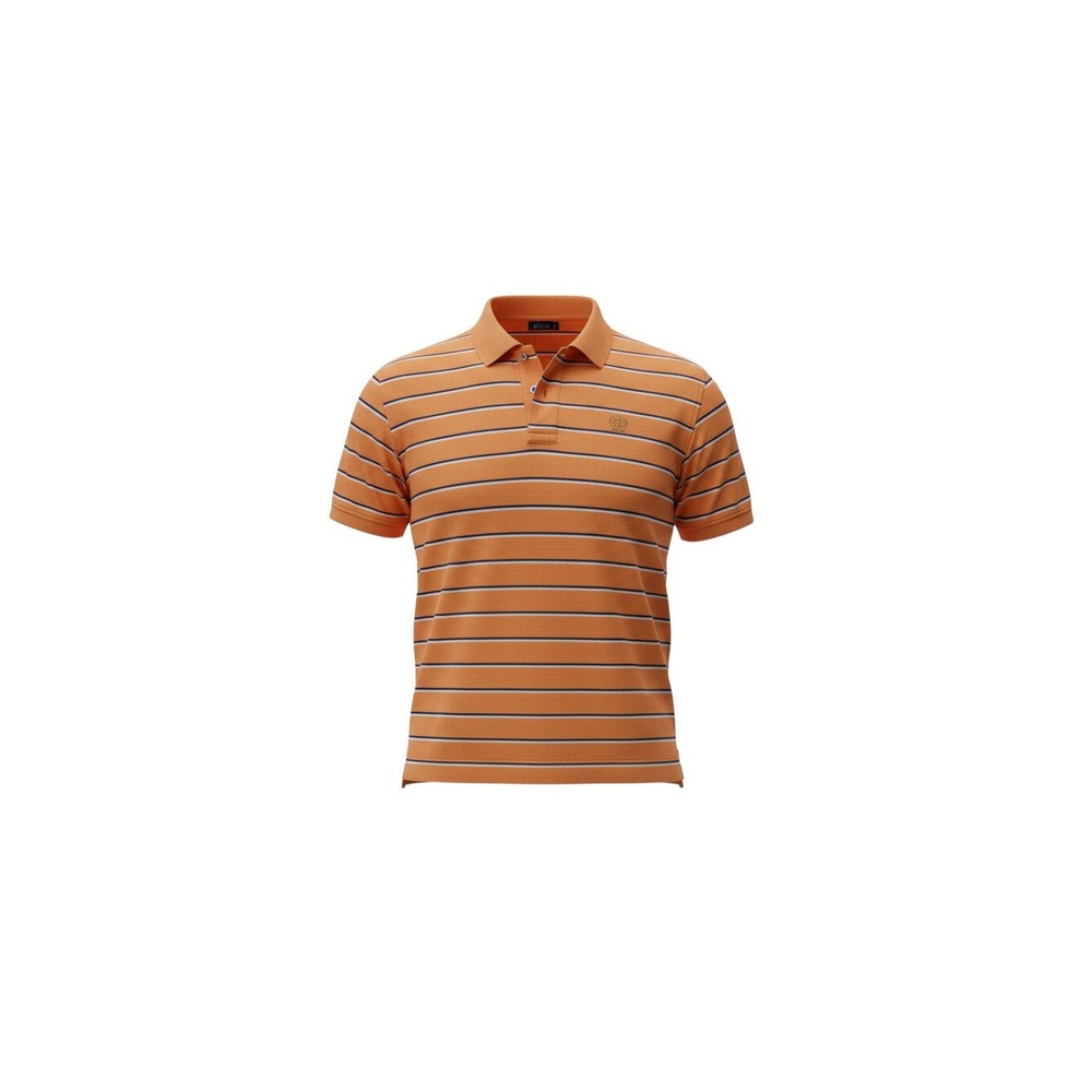 IZOD Polo Shirt Mens Medium Orange Striped Short Sleeve Cotton Pique 1771